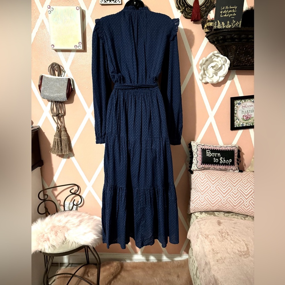 Karina Grimaldi Navy Blue Long Sleeve Maxi Dress - Picture 3 of 4